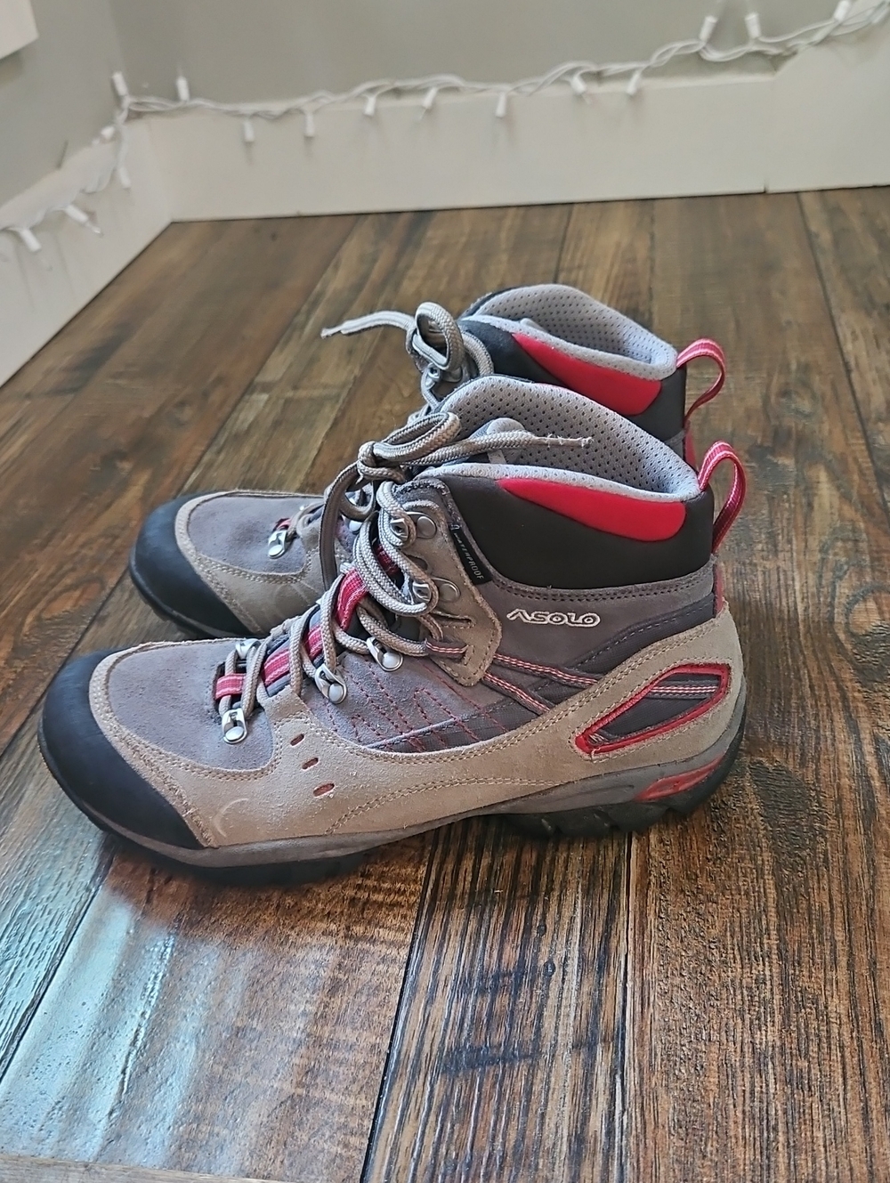Asolo Yuma Waterproof Womens Gray Red Black Women's Hiking Boots Vibram Soles